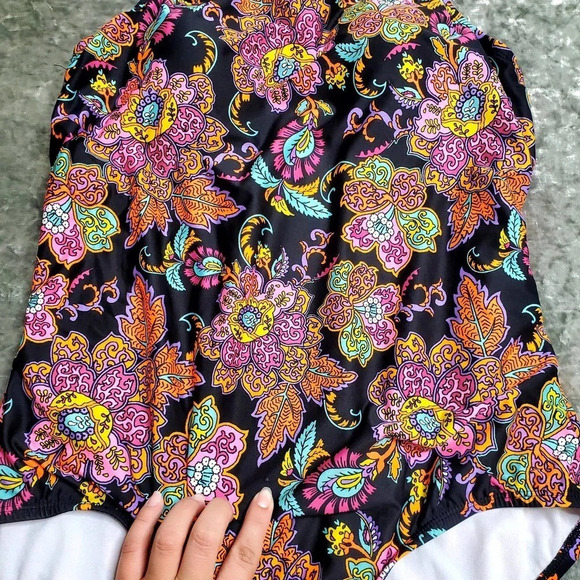 Clean Water Halter Vibrant Floral One-Piece Swimsuit - Picture 3 of 14